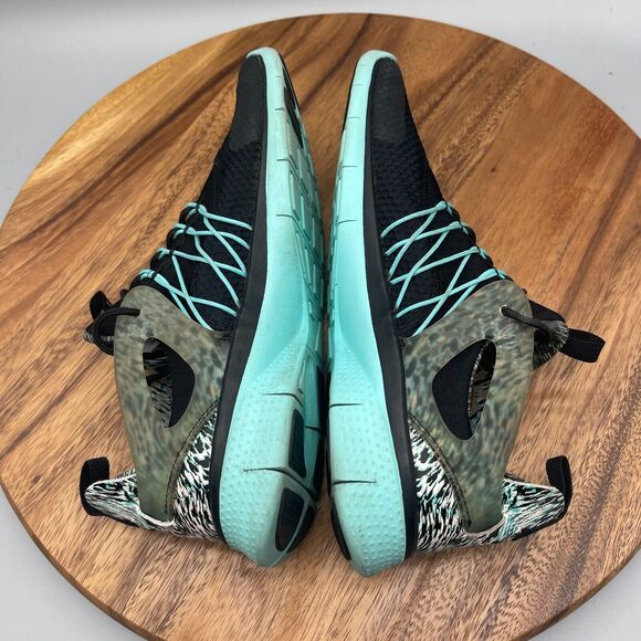 Nike Free Viritous Shoes Womens Size 9 Black Aqua Green Print Sneakers Running - Picture 6 of 8